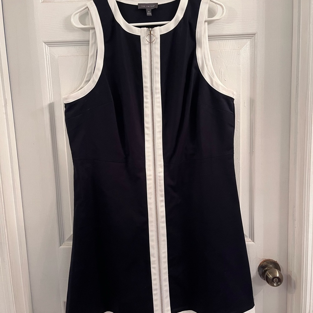 The Limited Black & White Zip-Front Sleeveless Dress